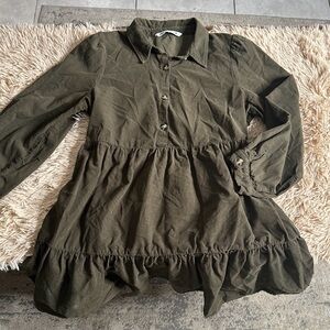 Zara Taupe Knit Top with White Brand Label